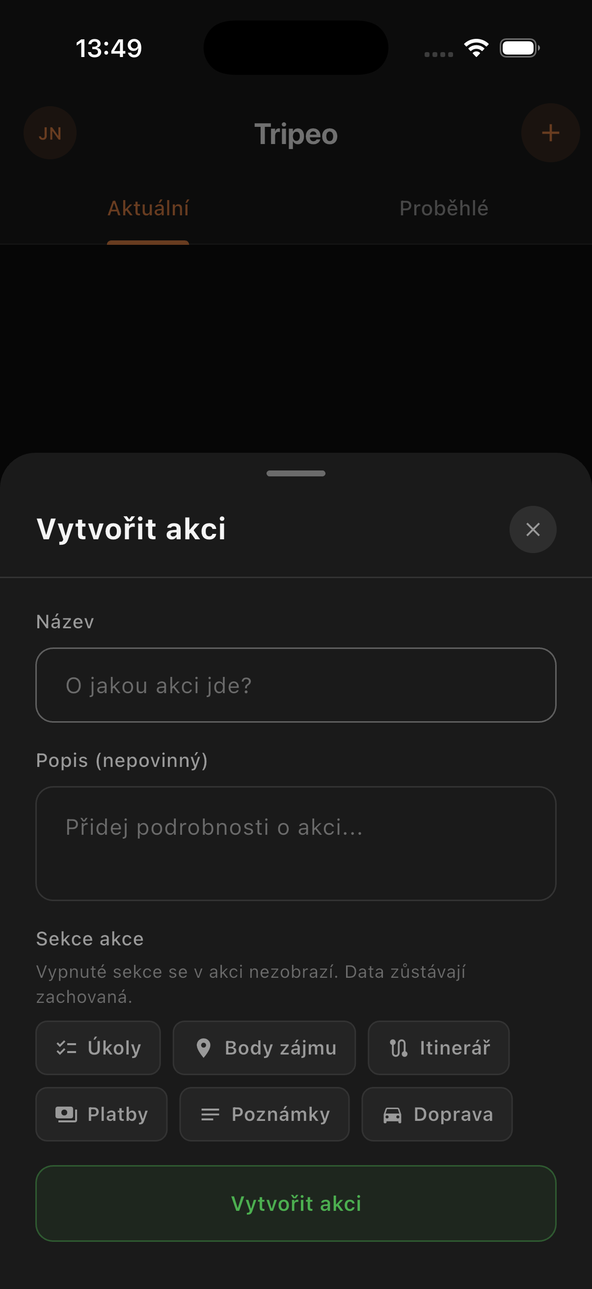 Tripeo app preview – trip overview