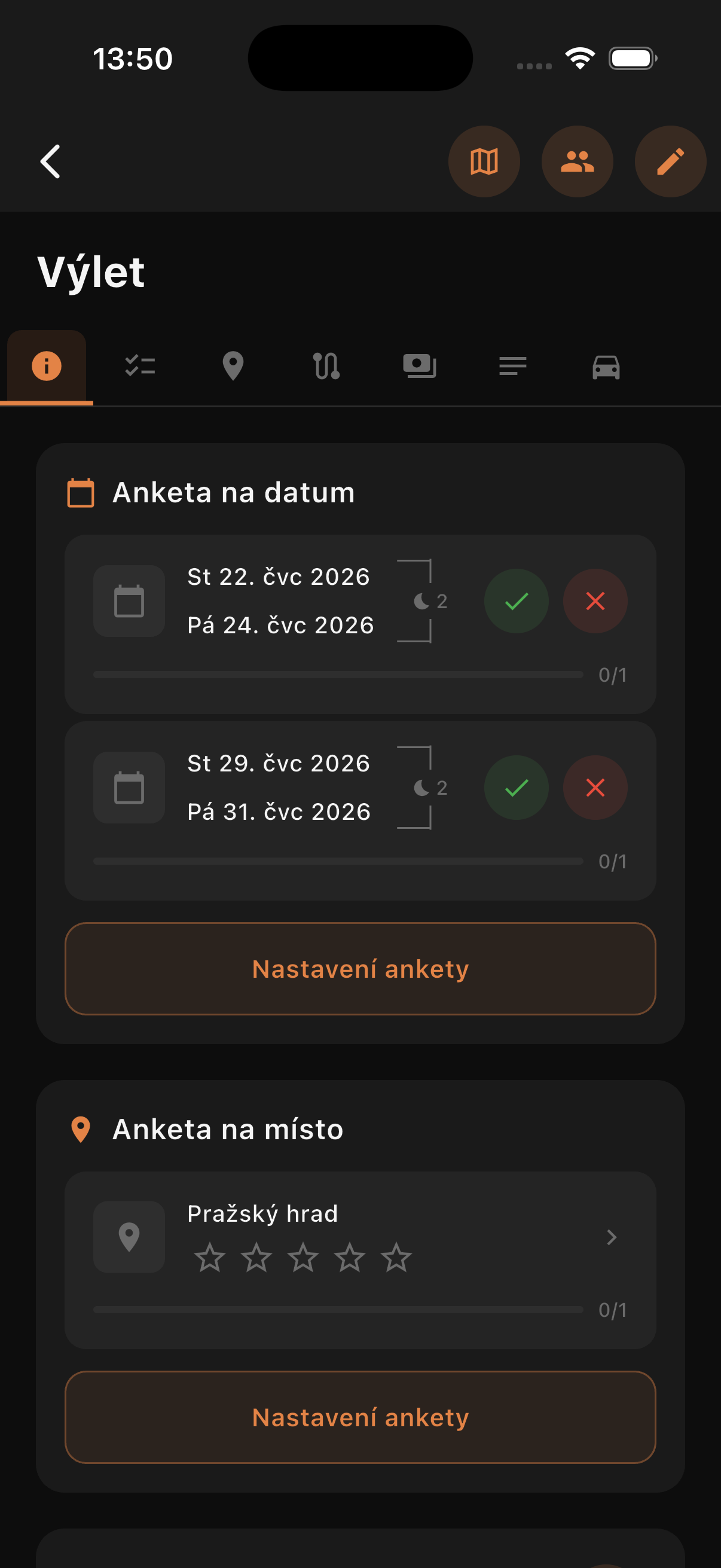 Tripeo app preview – voting on dates
